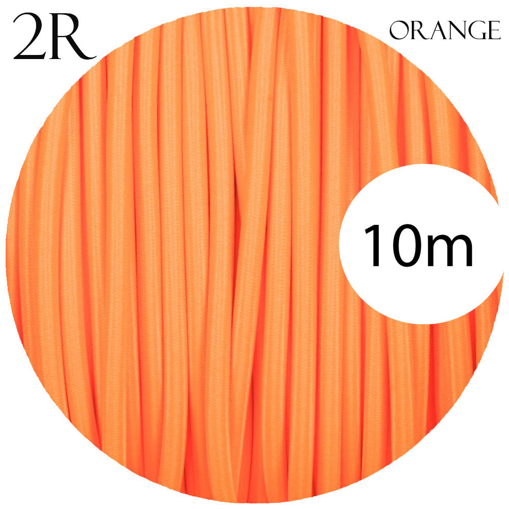 0.75mm 2 core Round Vintage Braided Orange Fabric Covered Light Flex