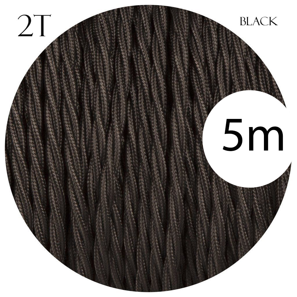 2 Core Twisted Electric Cable covered Black color fabric 0.75mm