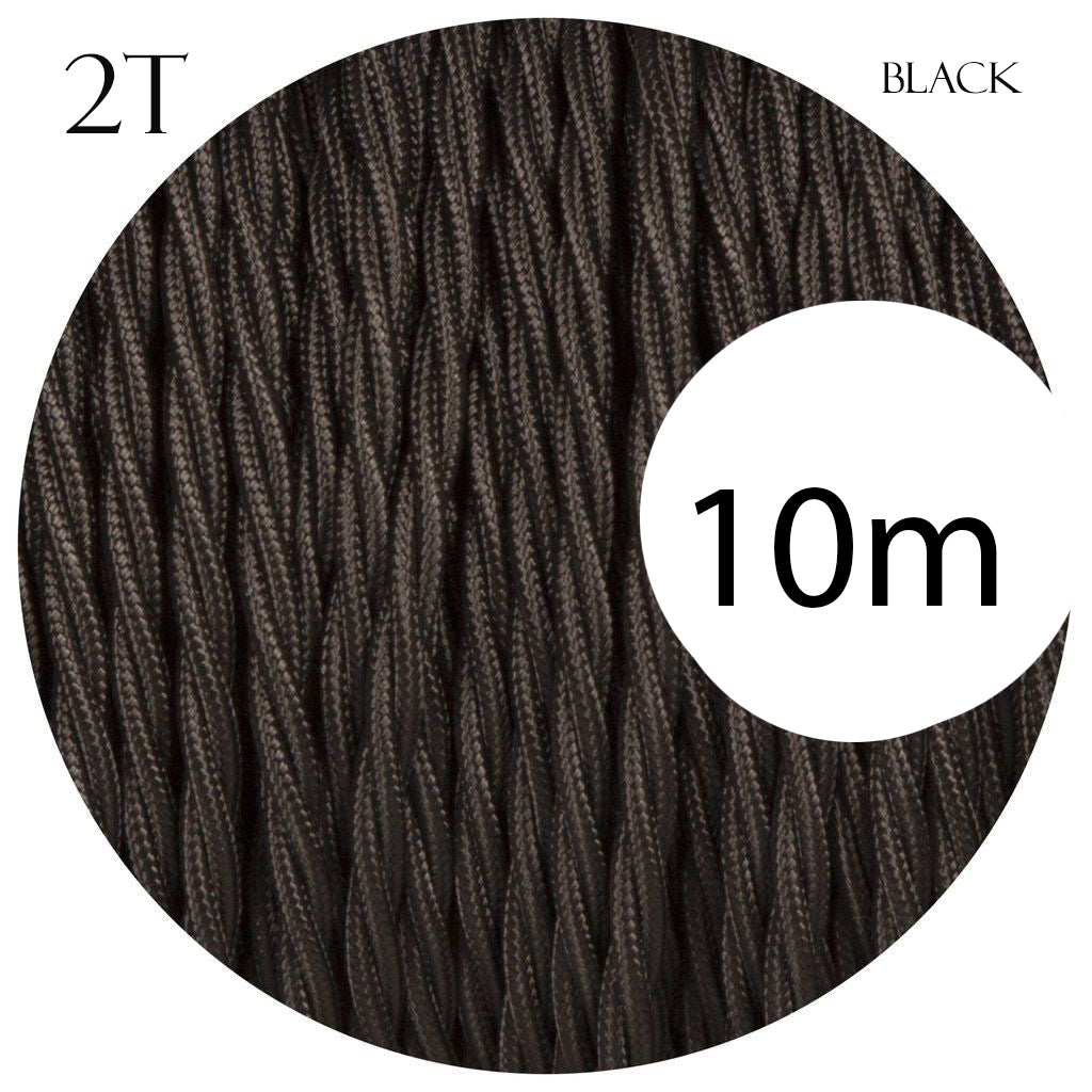 2 Core Twisted Electric Cable covered Black color fabric 0.75mm