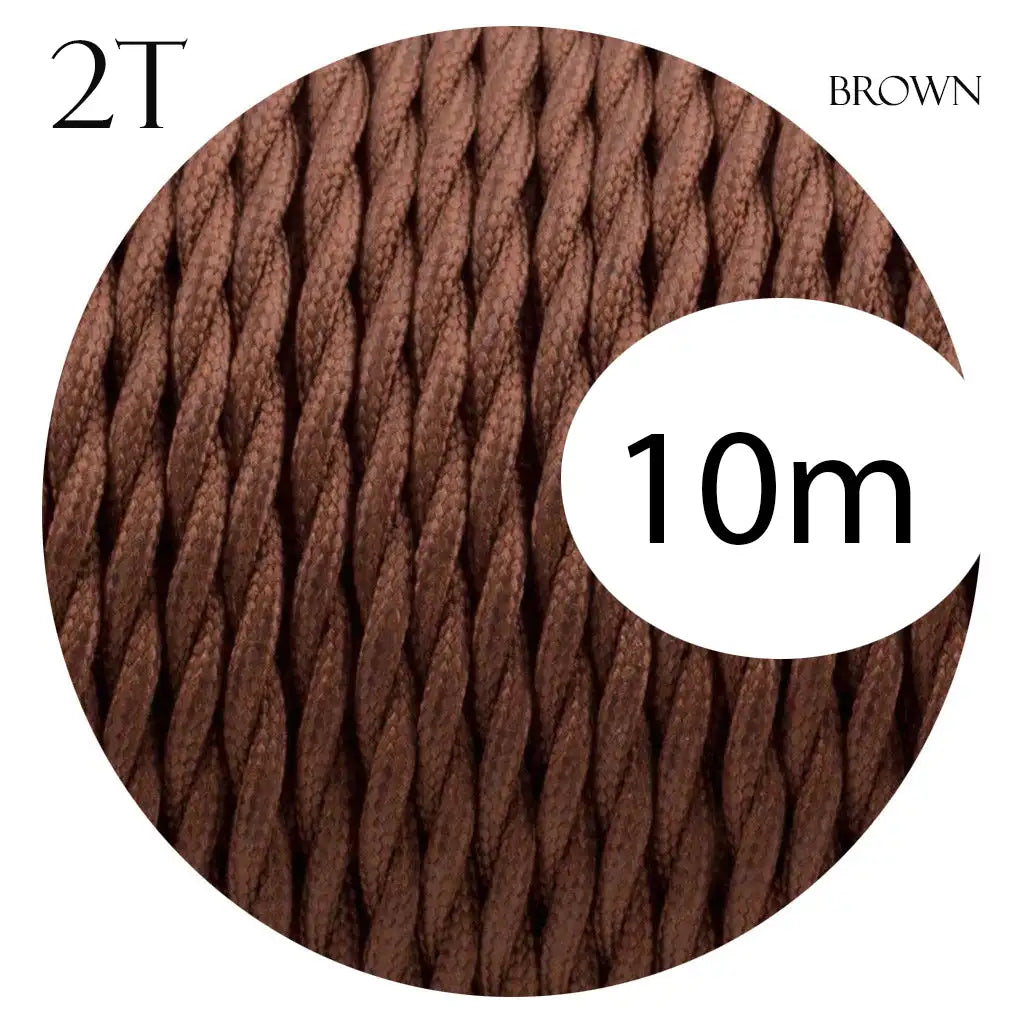 Twisted Brown Vintage Electric fabric Cable Flex 0.75mm -2 Core