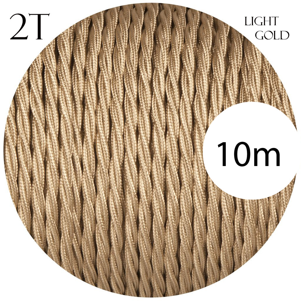 Light Gold Twisted Vintage fabric Cable Flex 0.75mm -2 Core