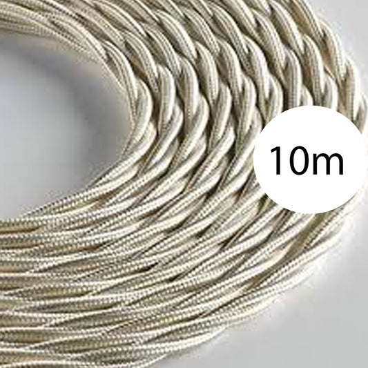 Ivory color Twisted Vintage fabric Cable Flex 0.75mm -2 Core