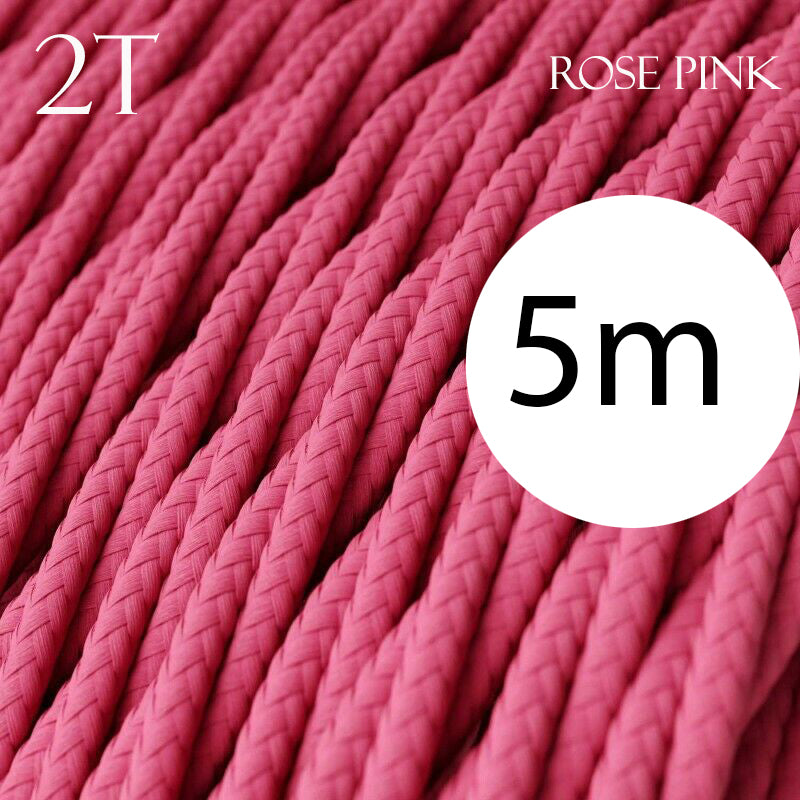 2 Core Twisted Electric Cable Rose Pink Color Fabric 0.75mm