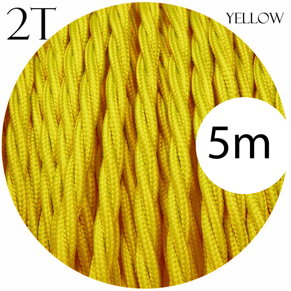 2 Core Twisted Electric Cable solid Yellow color fabric 0.75 mm