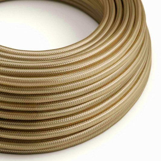 Vintage Braided Fabric Light Gold Colour Cable Flex 0.75mm 3core Round