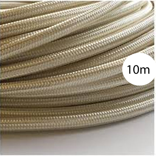 3 Core Round Vintage Ivory color Fabric Cable Flex 0.75mm UK