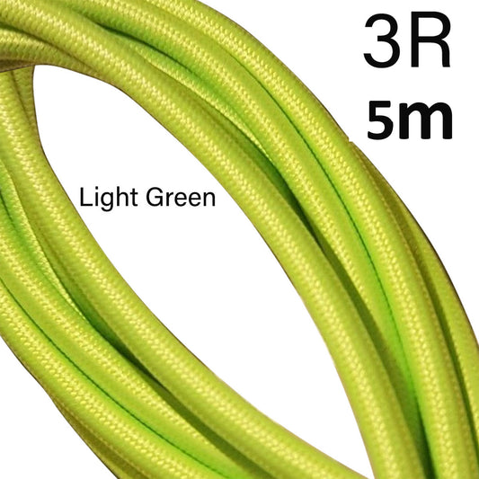 3 core Round Vintage Braided Fabric Light Green Cable Flex 0.75mm
