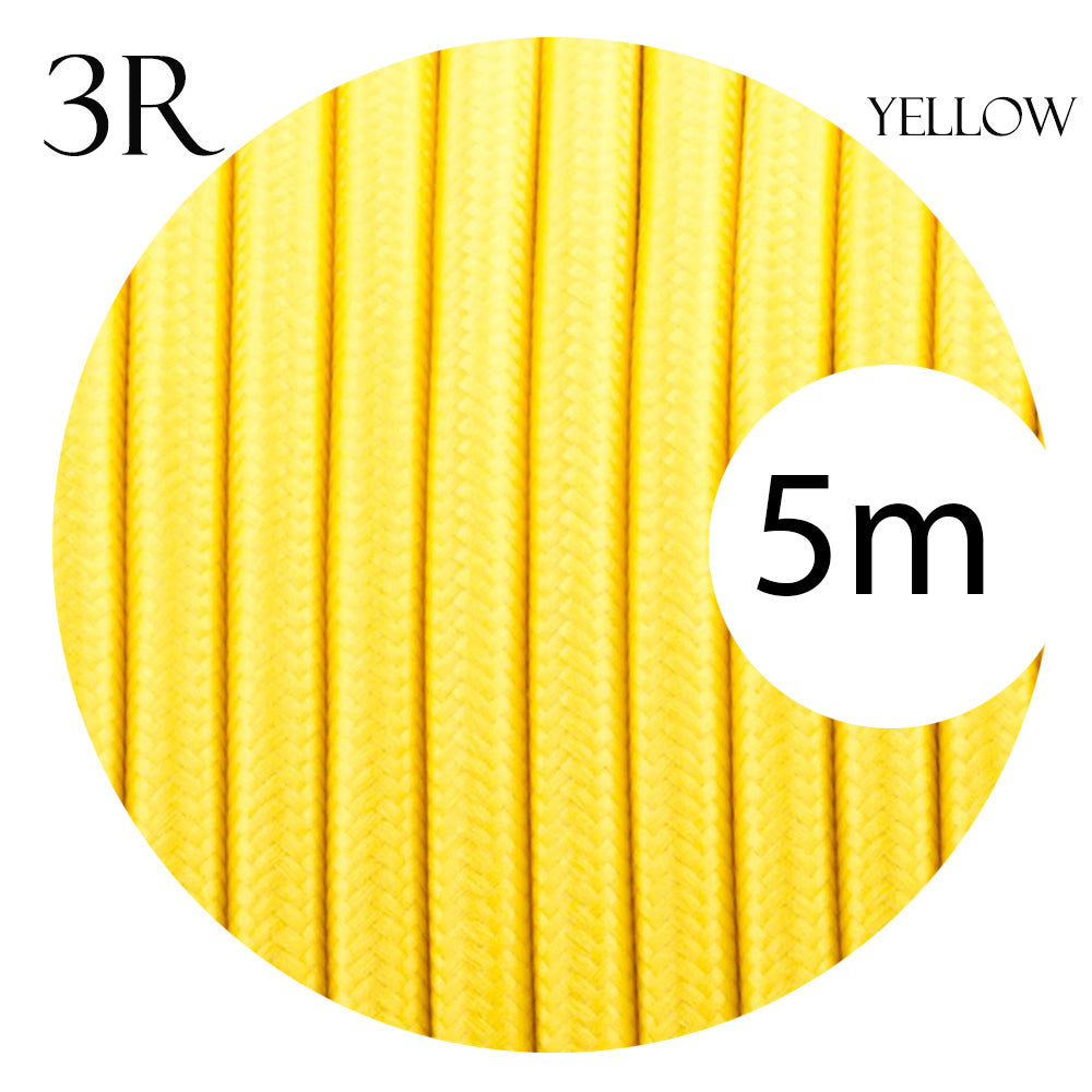 3 core Round Vintage Braided Fabric Yellow Cable Flex 0.75mm