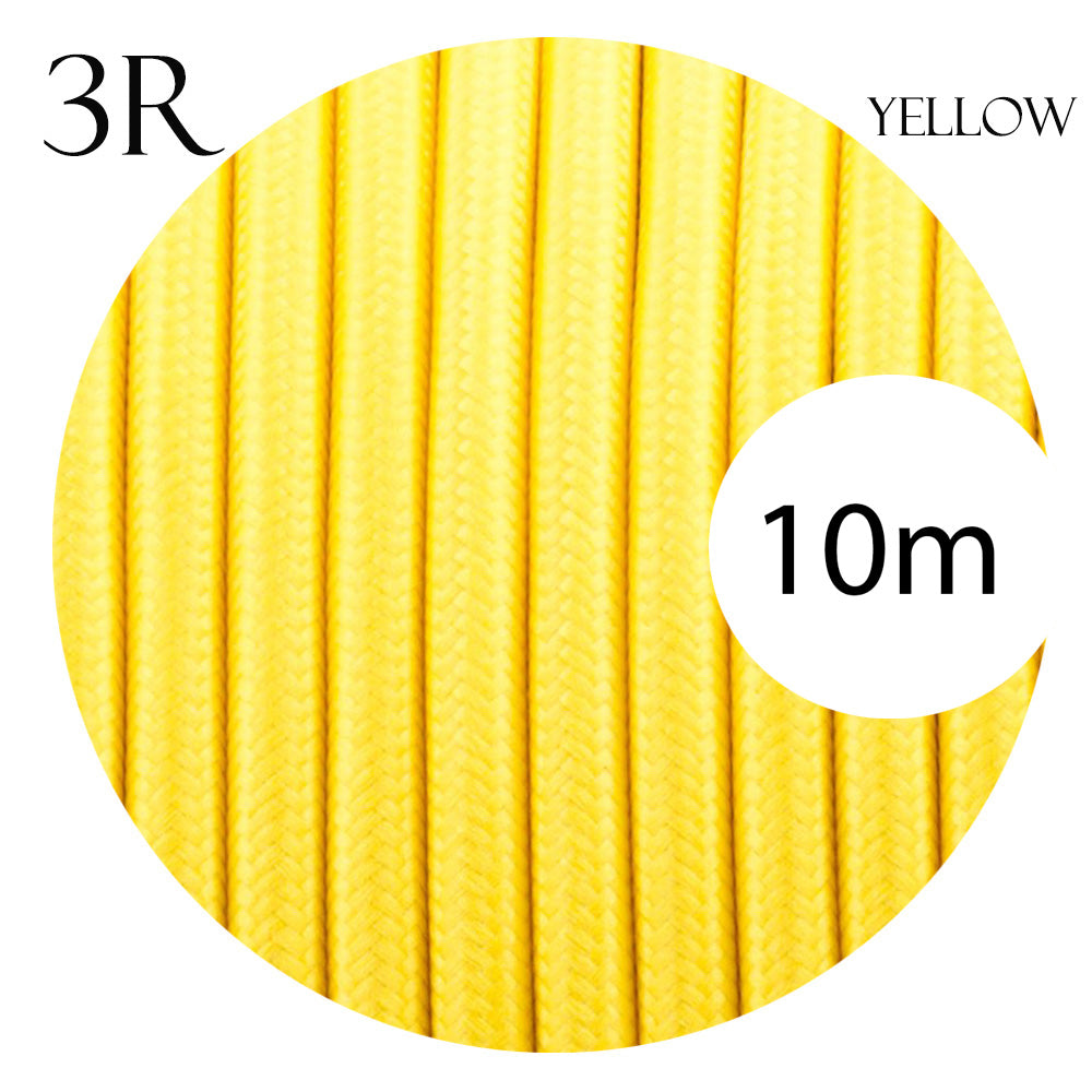 3 core Round Vintage Braided Fabric Yellow Cable Flex 0.75mm
