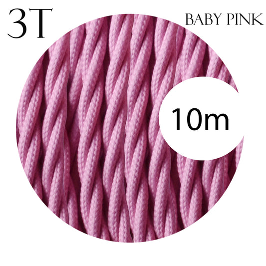 3 Core Twisted Baby Pink Vintage Electric fabric Cable Flex 0.75mm