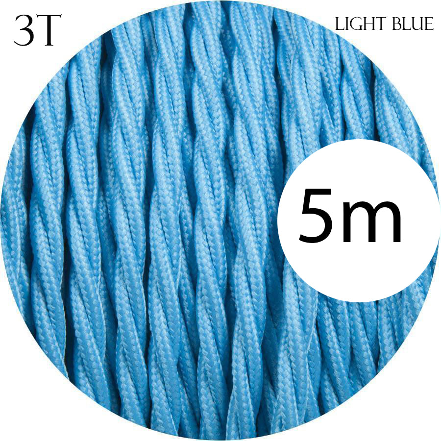 light Blue color 3 Core Twisted Electric Cable covered fabric 0.75mm