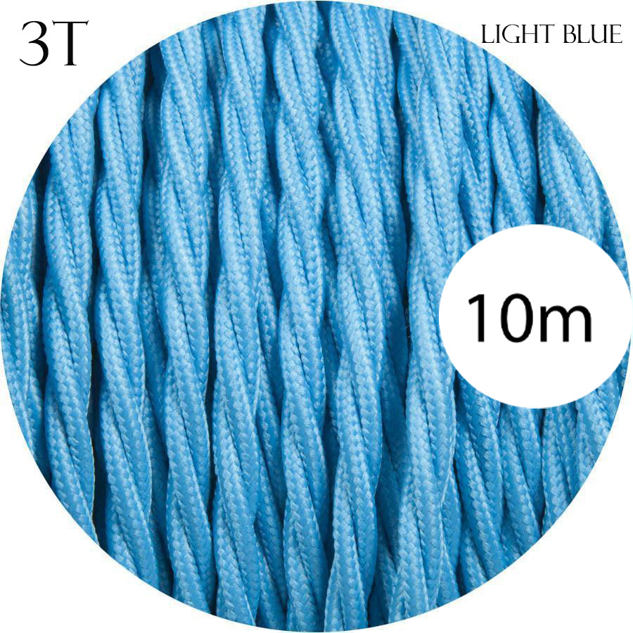 light Blue color 3 Core Twisted Electric Cable covered fabric 0.75mm