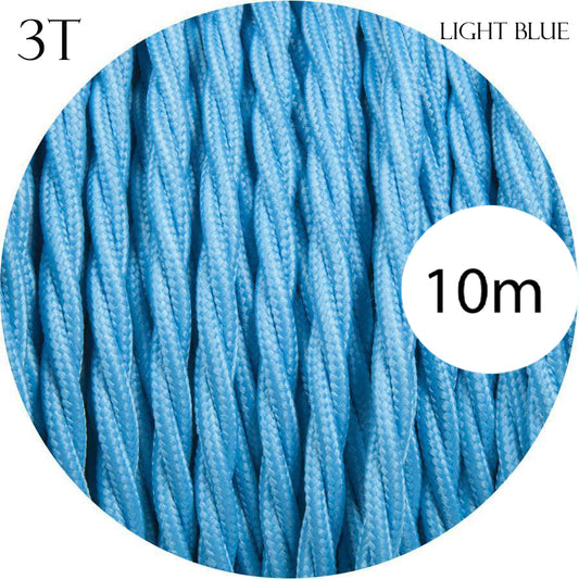 light Blue color 3 Core Twisted Electric Cable covered fabric 0.75mm