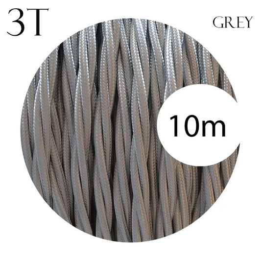 Grey color 3 Core Twisted Electric Cable solid fabric 0.75 mm