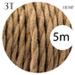 Hemp color 3 Core Twisted Electric Cable covered fabric 0.75mm