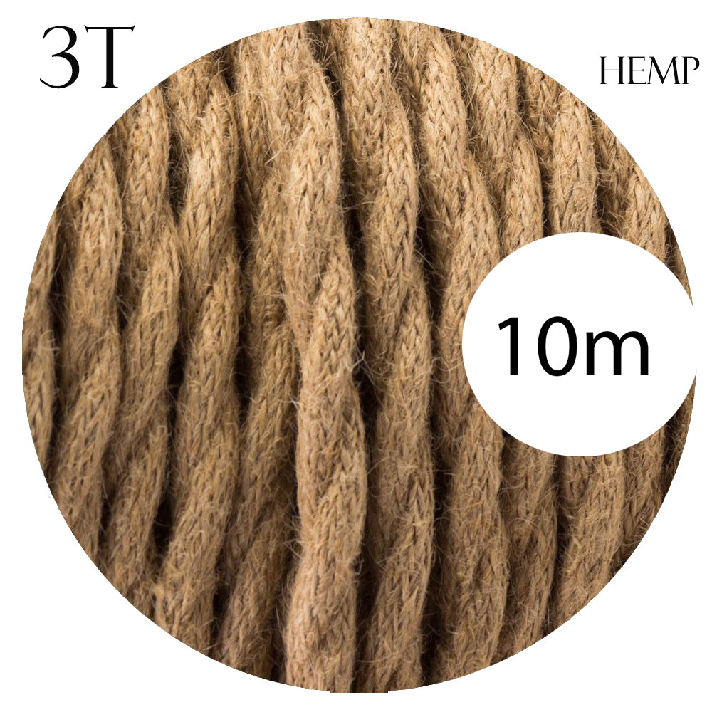 Hemp color 3 Core Twisted Electric Cable covered fabric 0.75mm