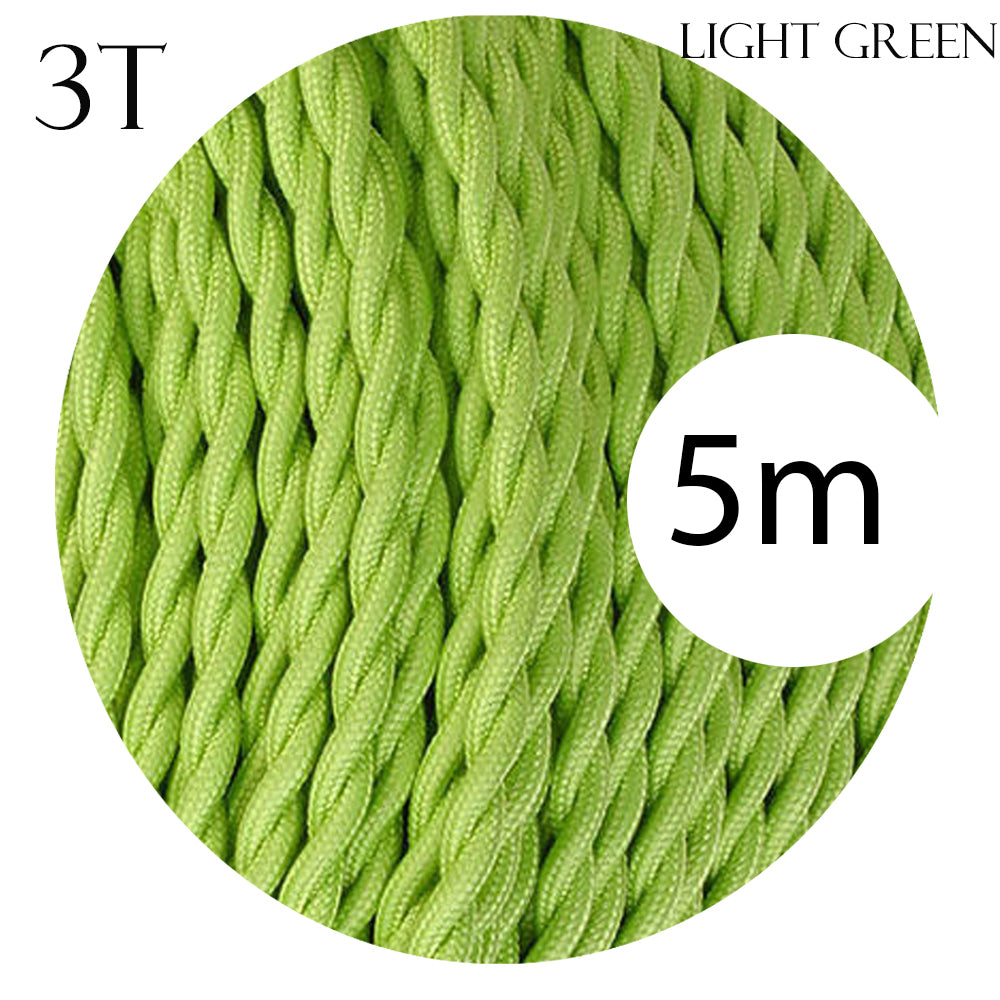 light Green color 3 Core Twisted Electric Cable covered fabric 0.75mm