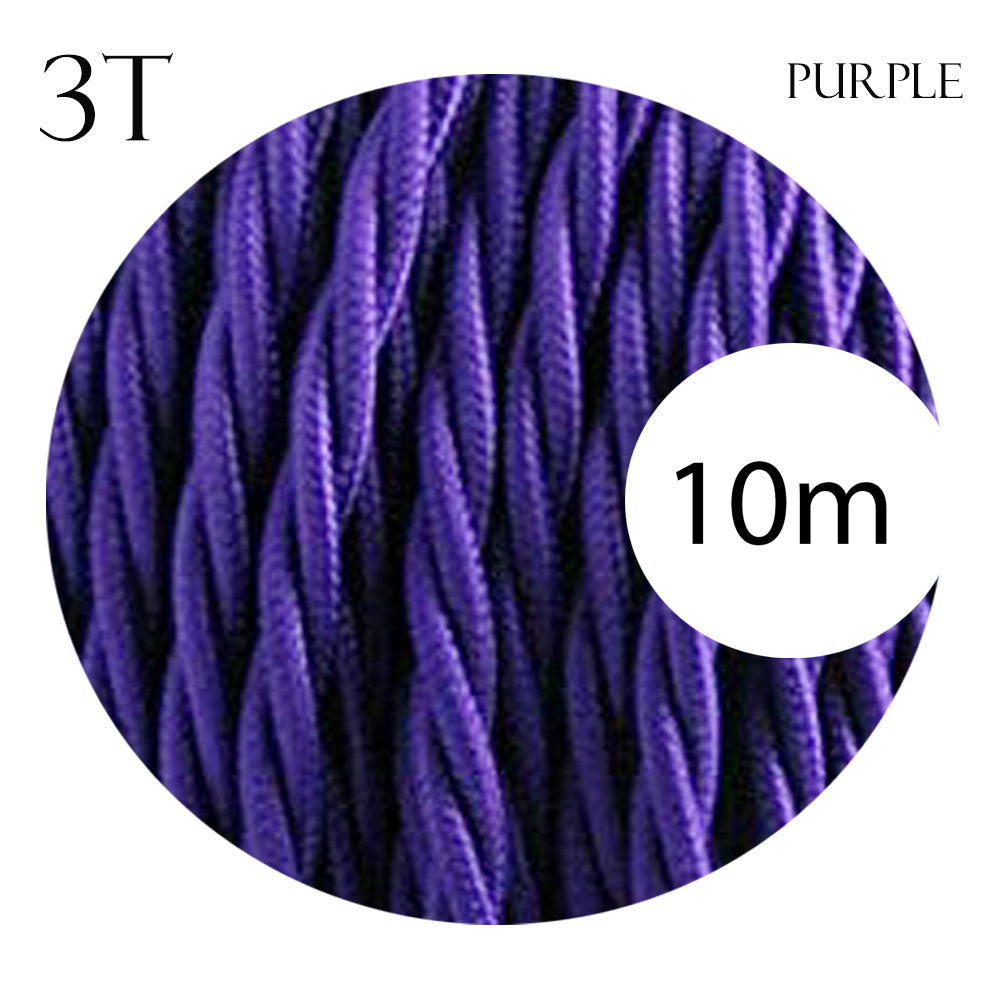 High-Quality Purple 3-Core Twisted Electric Cable, Fabric-Covered 0.75mm