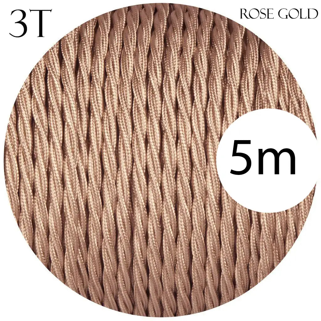 Rose Gold 3 Core Twisted Electric Cable covered color fabric 0.75mm