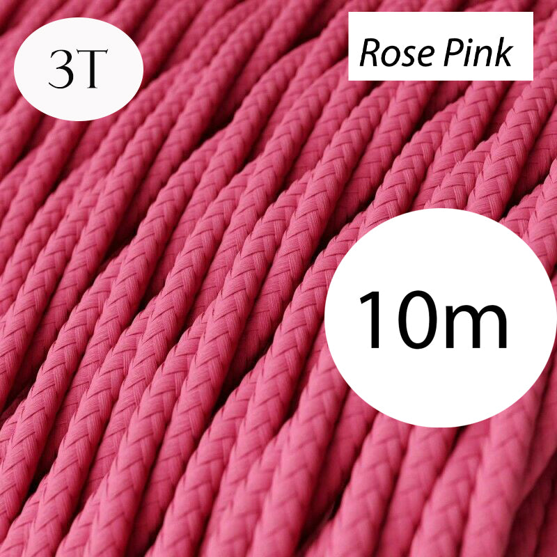 Rose Pink color 3 Core Twisted Electric Cable covered fabric 0.75mm