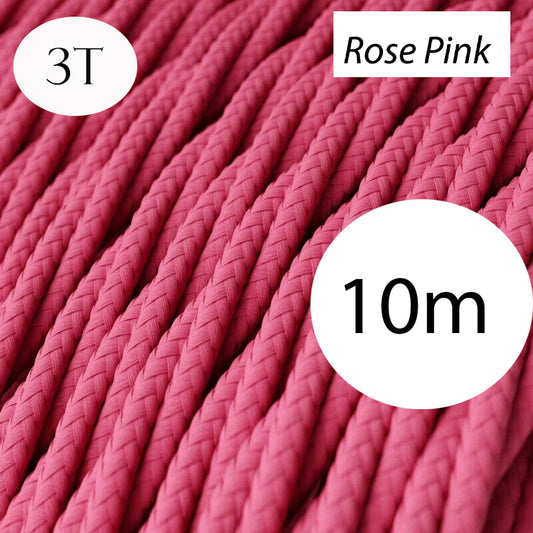 Rose Pink color 3 Core Twisted Electric Cable covered fabric 0.75mm