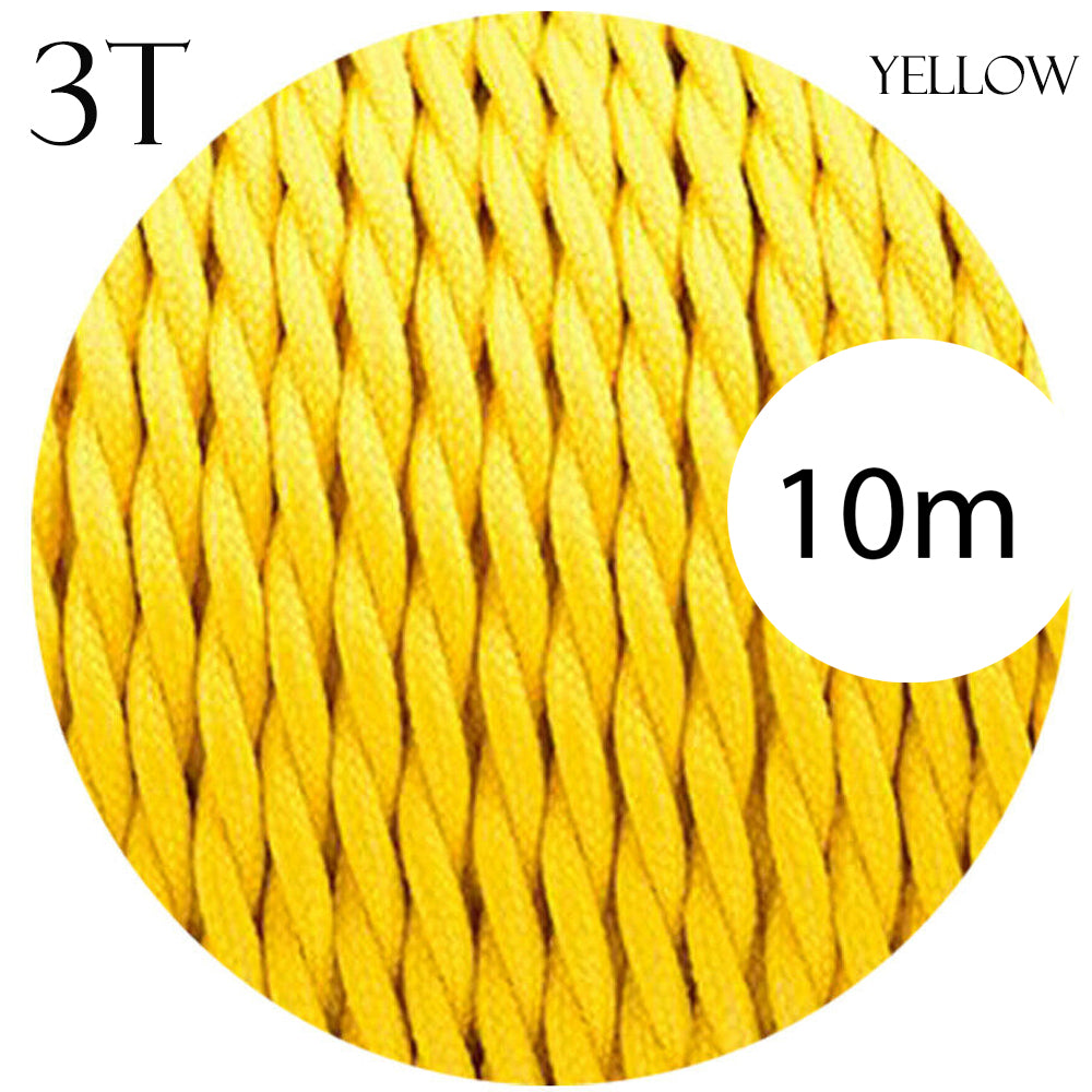 3 Core Twisted Electric Cable solid Yellow color fabric 0.75 mm