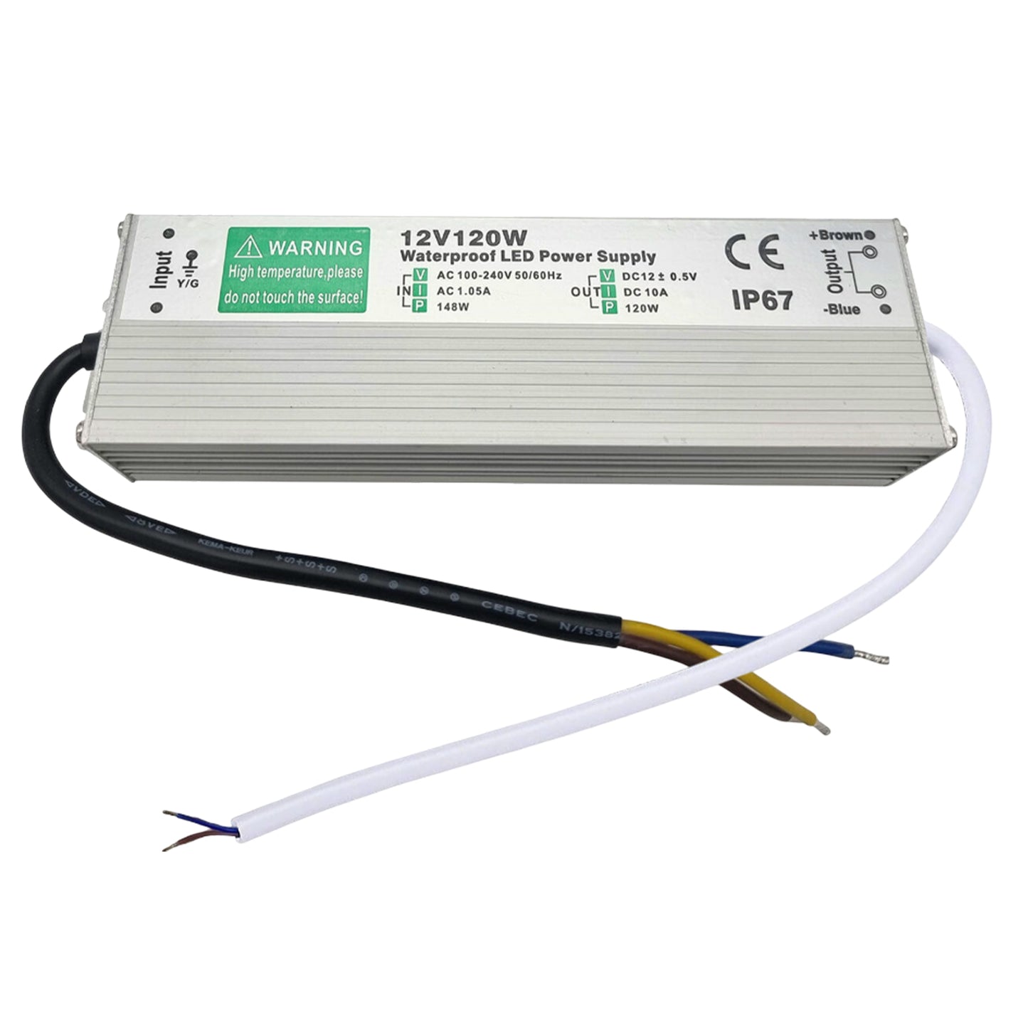Waterproof LED Transformer Power Supply - IP67 Rated, 12V 10W - 250W
