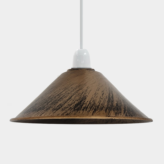 Vintage Retro Light Shade, Metal Cone Lampshade, Easy Fit Industrial Lamp Shades