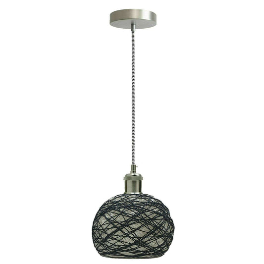 Pendant Light Lampshade Metal Natural Rattan Ceiling Pendant Lighting