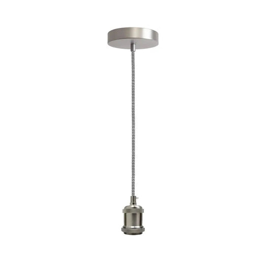 Electricalsone industrial vintage 1m Gray cable E27 Base Chrome Pendant Holder without assembling~3597