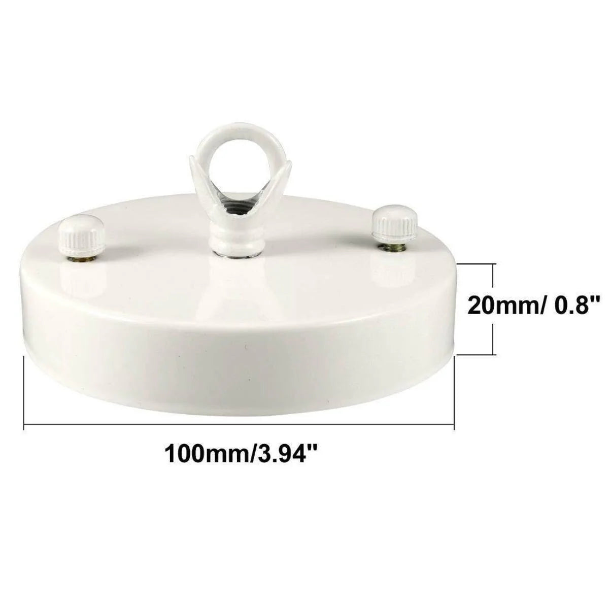 100mm Metal 1 Outlet Ceiling Rose with Hook (Pack 1 /Pack 2)