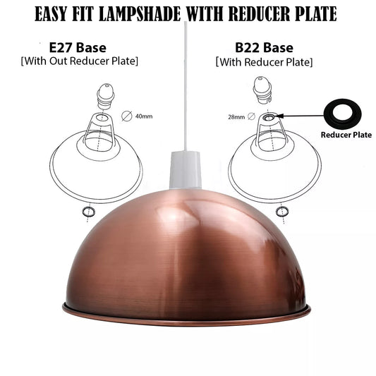 Electro Plating Modern Retro Easy Fit Dome Shape Lampshade Metal E27 Light Shade for Wall Lamp and Table Lamp