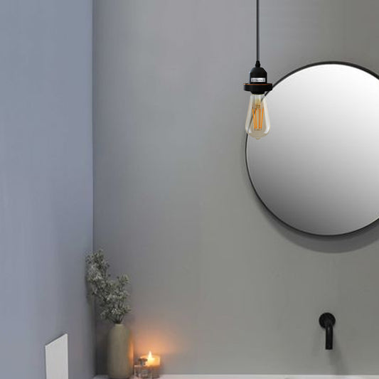 Plastic E27 holder with 1M hanging cable, ideal for pendant lights