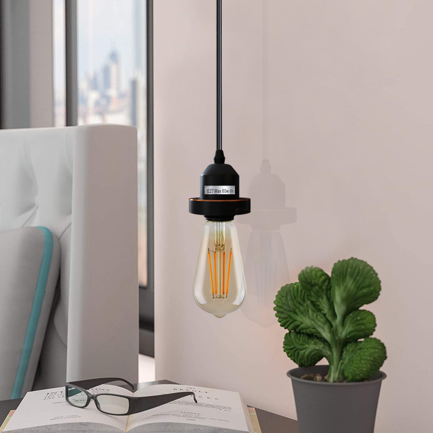 E27 plastic light holder with 1M hanging cable for home and commercial use