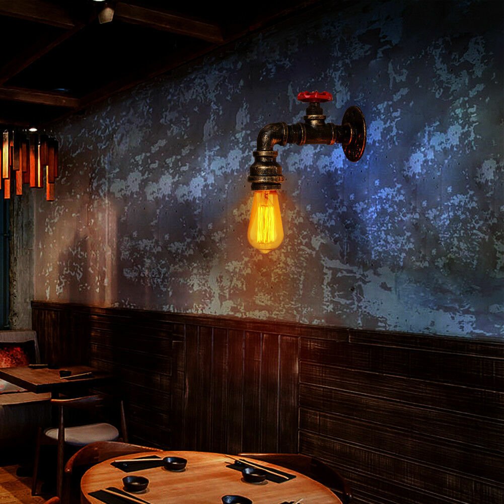 pipe wall light E27 Vintage Steampunk Metal wall sconce