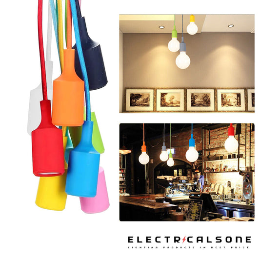 E27 Lamp Socket Holder with 1M Fabric Adjustable Hanging Cable