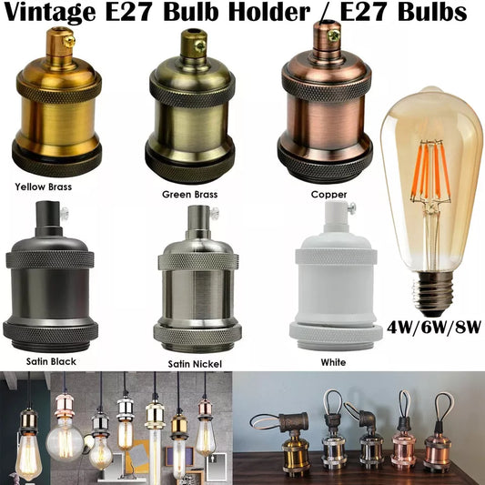 Light Bulb Holder Vintage Industrial Antique Retro Lamp Edison ES E27 Fitting