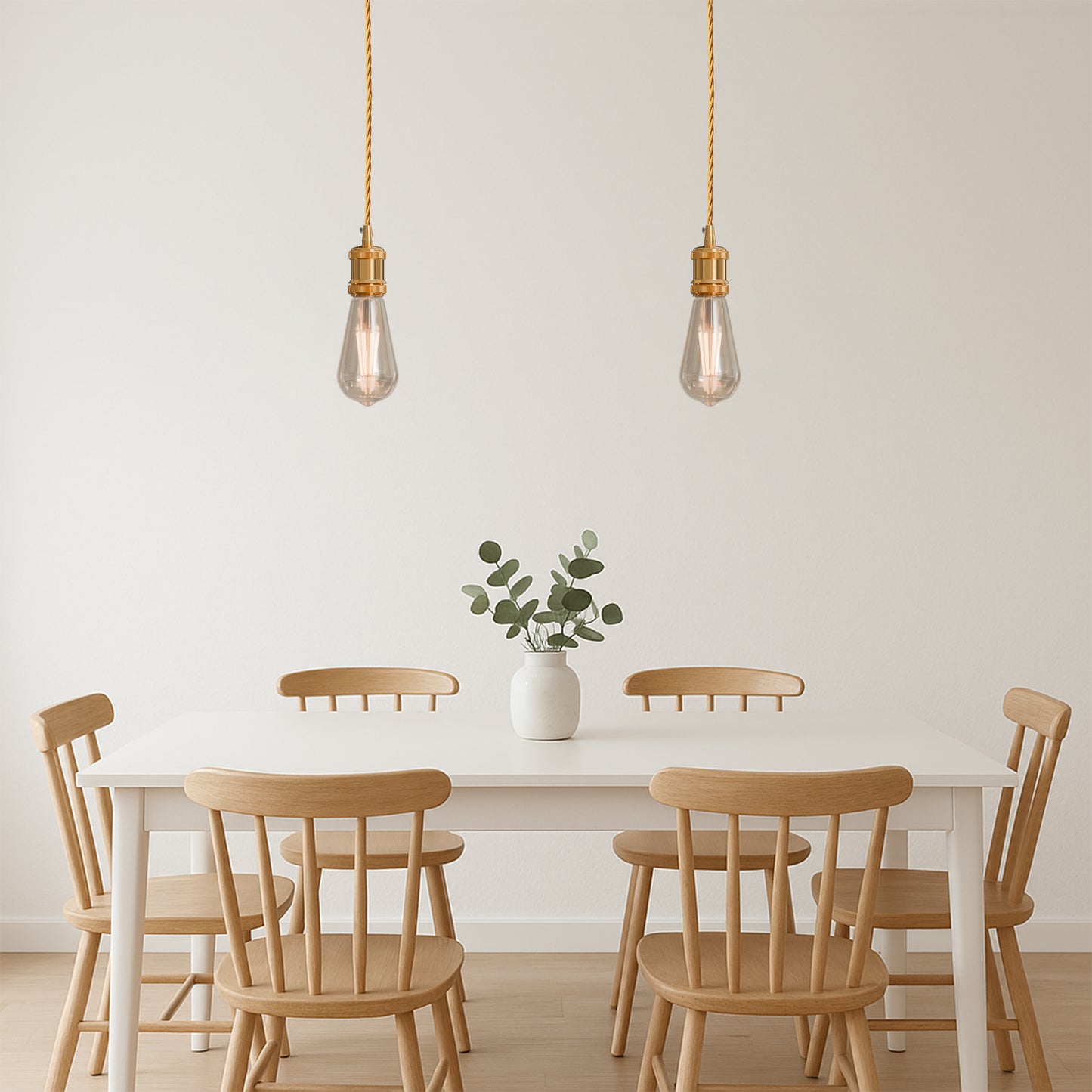 E27 Base Pendant French Gold Holder With 2m Twisted Cable