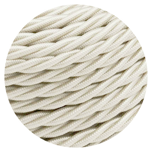 Ivory color 3 Core Twisted Electric Cable solid fabric 0.75 mm