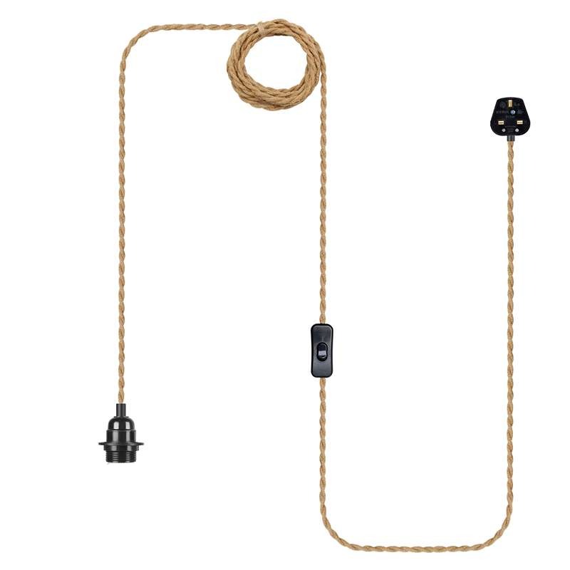 Adjustable Hemp Rope Pendant Light – UK Plug In