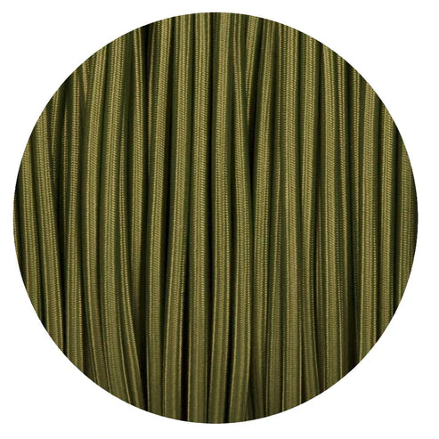 0.75mm 2 core Round Vintage Braided Army Green Fabric Covered Light Flex