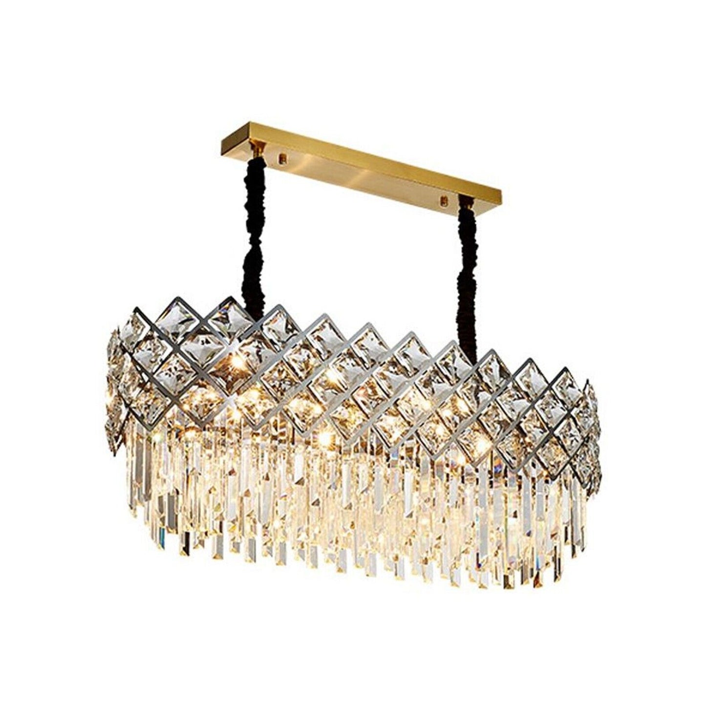Modern Large Crystal Chandeliers LED Ceiling Light Pendant Lamp Living Room UK