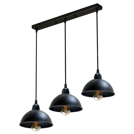 Vintage Industrial Metal Pendant Light - 3 Way Retro Hanging Lamp