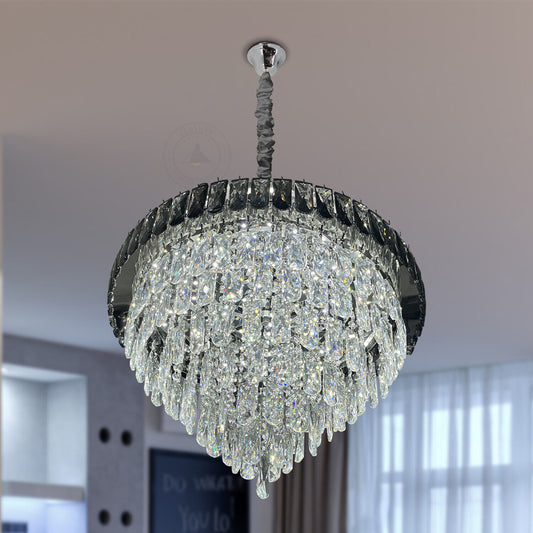 Vintage Crystal Chandelier Glass Round Ceiling Lights Hanging Pendant Light E14