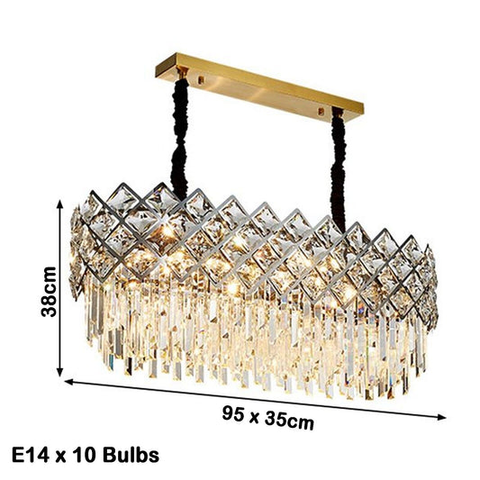 Modern Large Crystal Chandeliers LED Ceiling Light Pendant Lamp Living Room UK