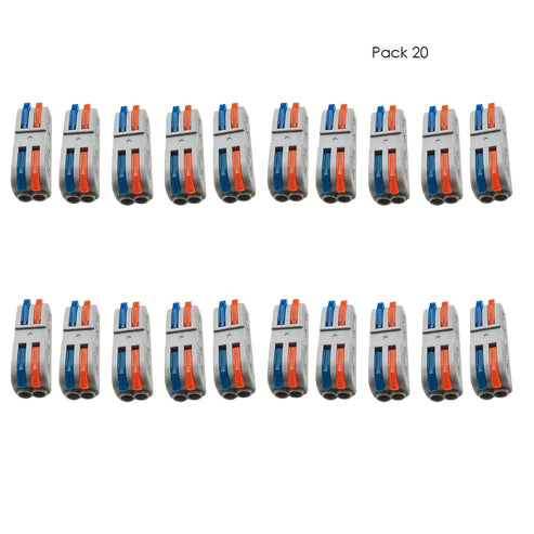 2 Way Electrical Connectors Wire Block Clamp Clips Fast Cable Reusable Lever