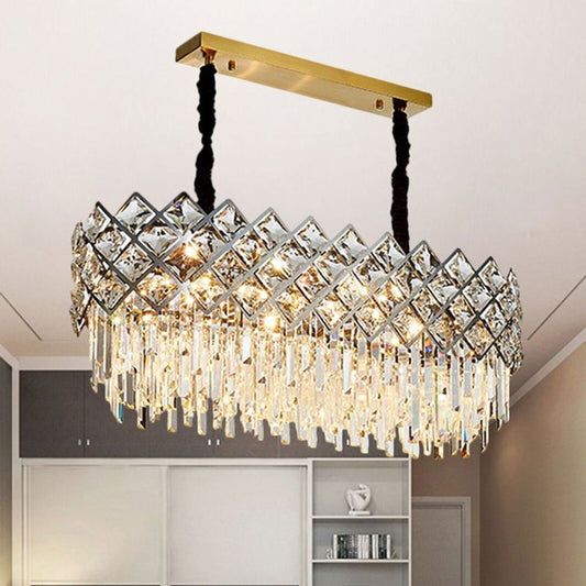 Modern Large Crystal Chandeliers LED Ceiling Light Pendant Lamp Living Room UK