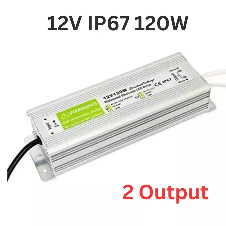Waterproof LED Transformer | 12V | IP67 | DC 12V 5A 60W to DC 12V 10A 120W Double Outlet