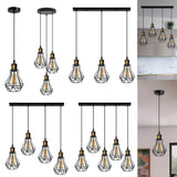Vintage Industrial Black Cage Pendant Lights – 1/3/5 Way Ceiling Lamp