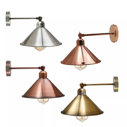 Industrial Wall Light Metal Flat Shade E27 Wall Lamp Fixtures
